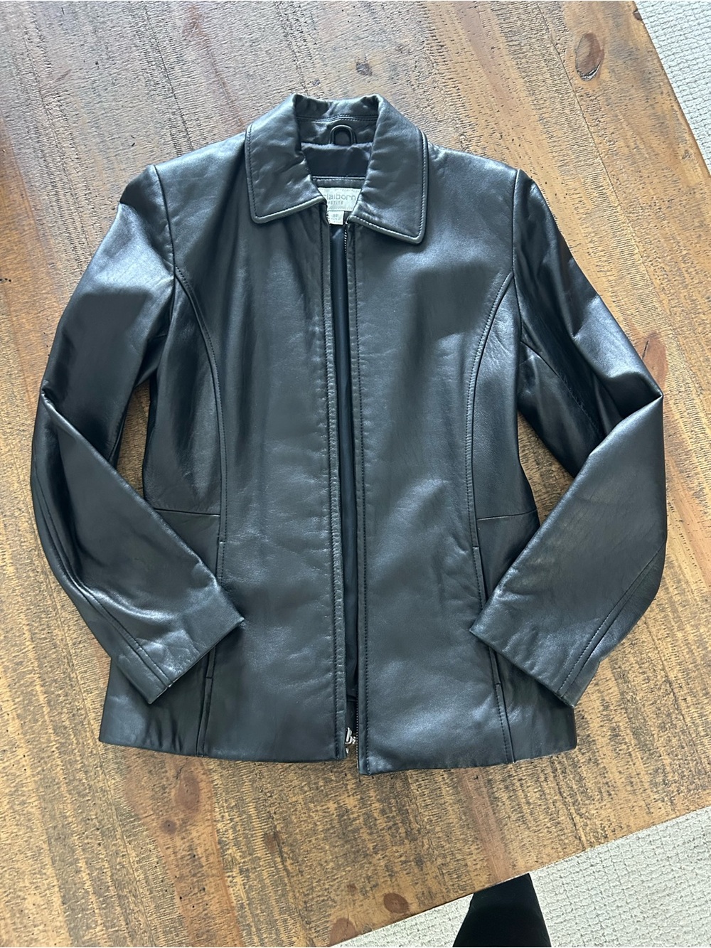 Liz Claiborne SP Black 100% Genuine Leather Jacket Full Zip Y2K
